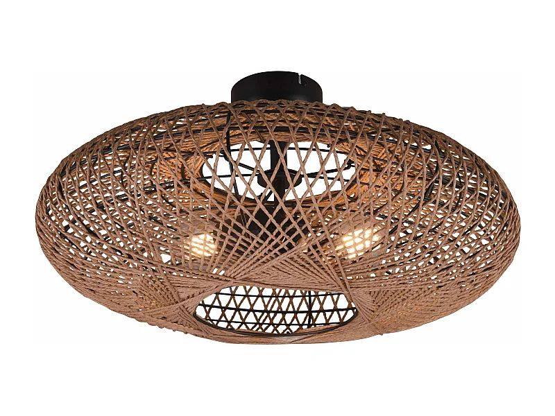 Plafoniera LED, metallo e sisal, nero, D 52 cm, Hedda