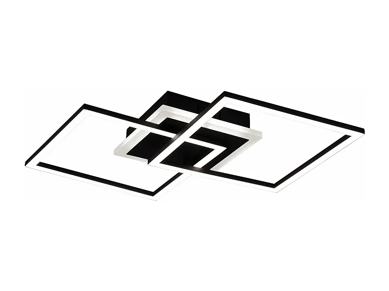 Plafoniera LED doppio quadrato, metallo, nero, L 57 cm, Venida