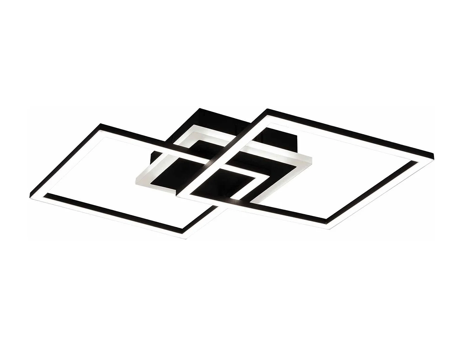 Plafoniera LED doppio quadrato, metallo, nero, L 57 cm, Venida