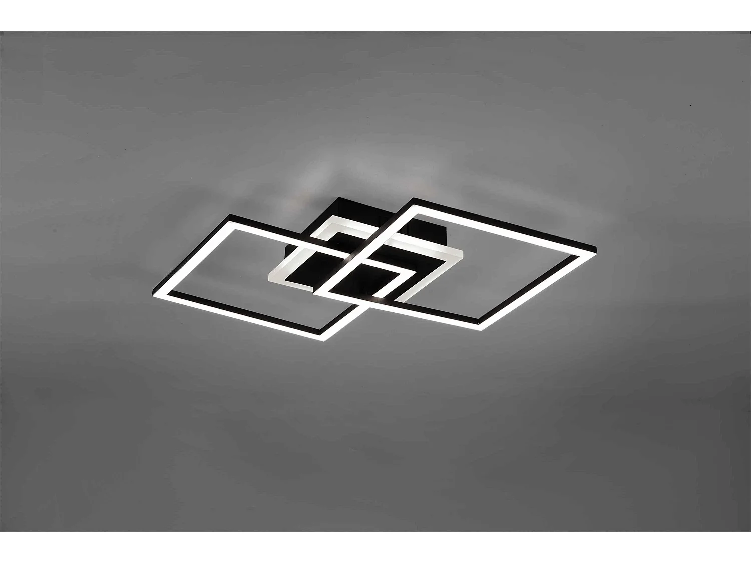 Plafoniera LED doppio quadrato, metallo, nero, L 57 cm, Venida