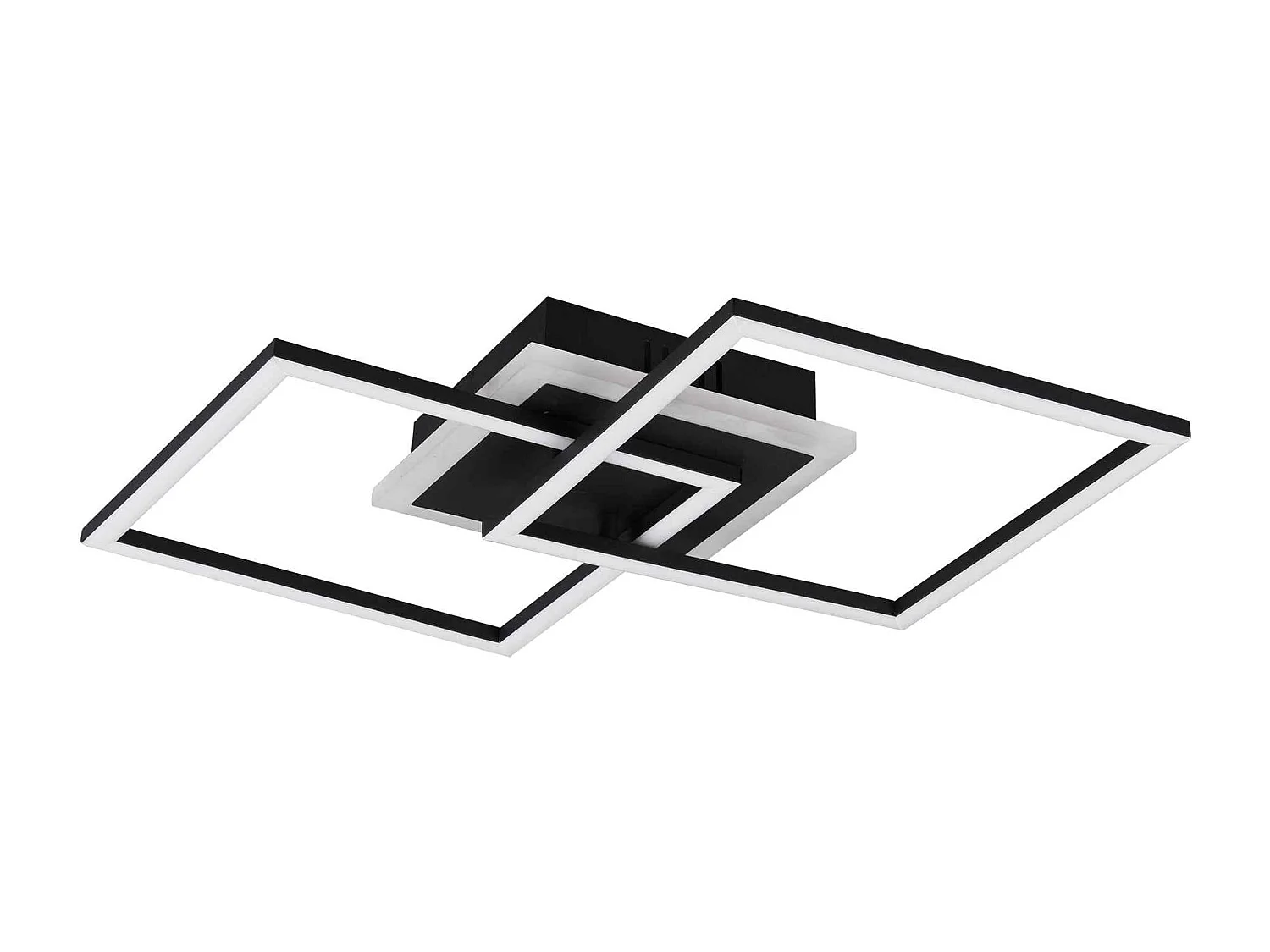 Plafoniera LED doppio quadrato, metallo, nero, L 57 cm, Venida