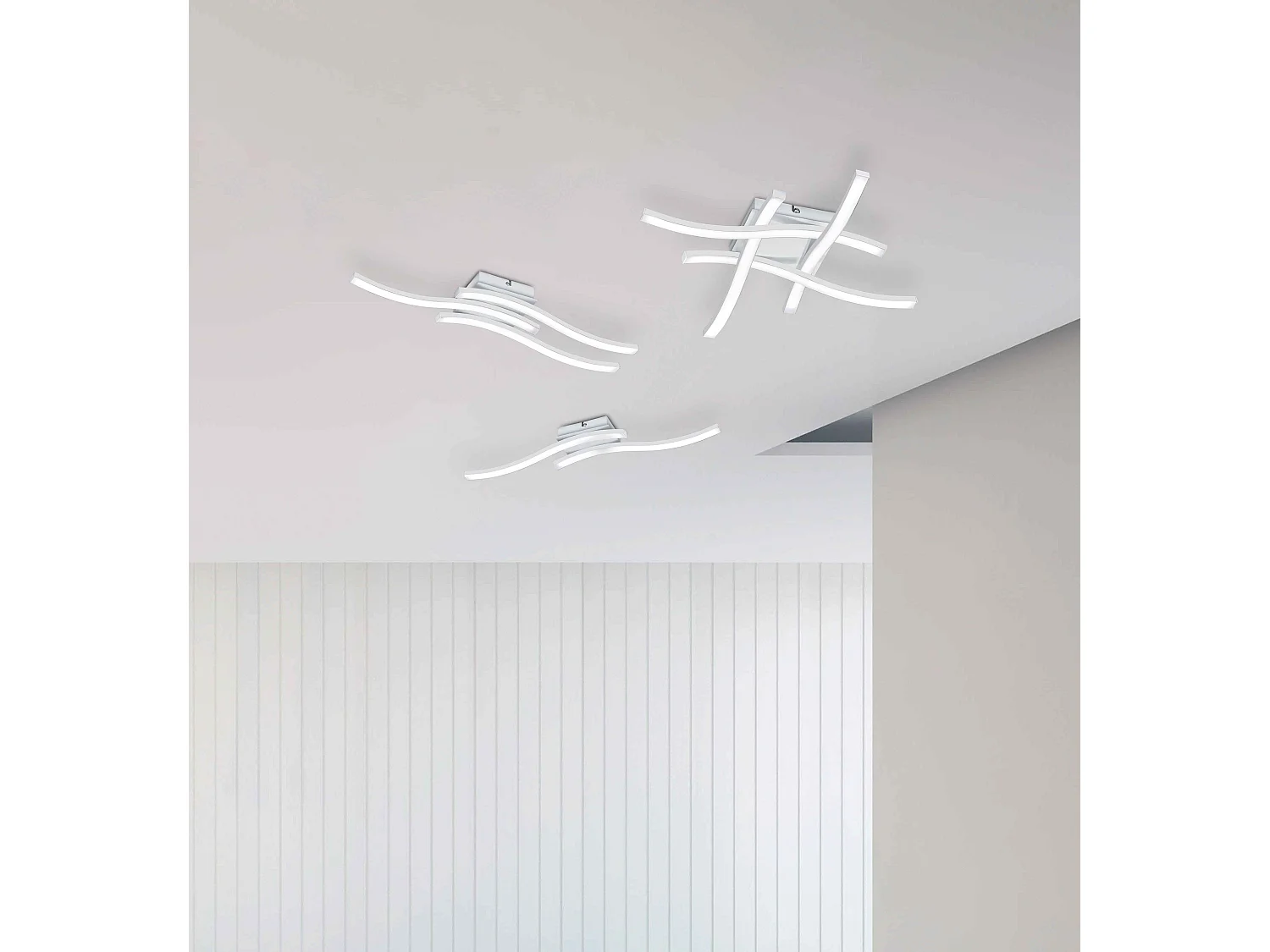 Plafoniera LED 4 bacchette, metallo, bianco, L 46 cm, Route