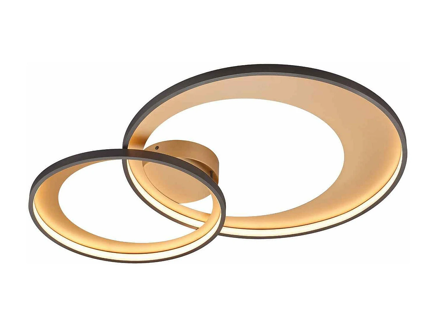 Plafoniera LED doppio cerchio, metallo, nero, L 80 cm, Granada
