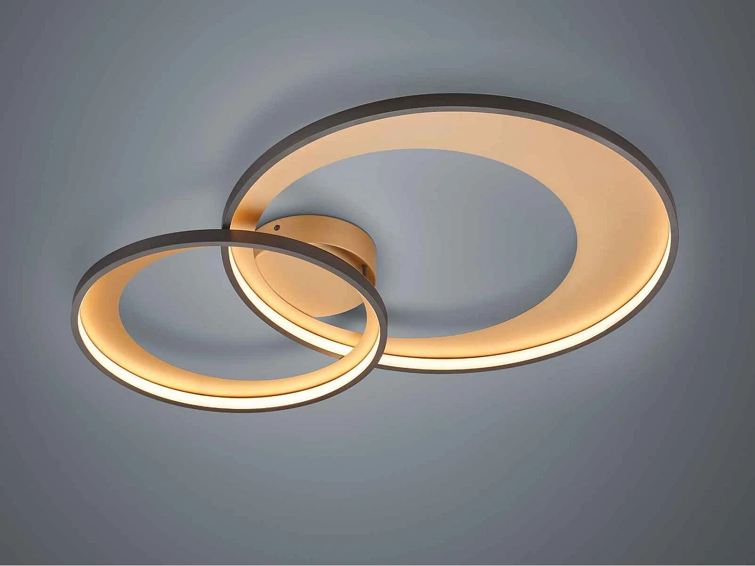 Plafoniera LED doppio cerchio, metallo, nero, L 80 cm, Granada