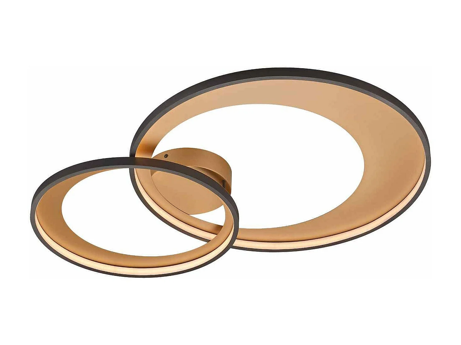 Plafoniera LED doppio cerchio, metallo, nero, L 80 cm, Granada