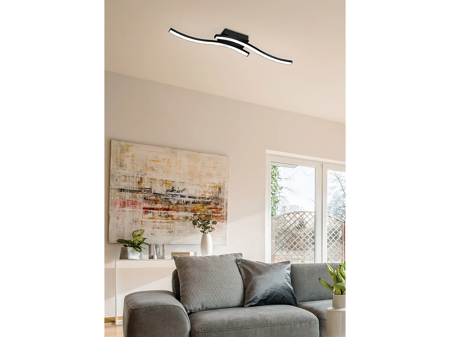 Plafonnier Led intégrée 2x500 lumens noir - Trio - Route II