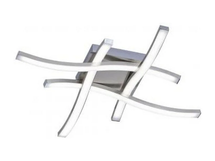 Plafoniera LED 4 luci, metallo, nichel opaco, 46x7x46 cm, Route