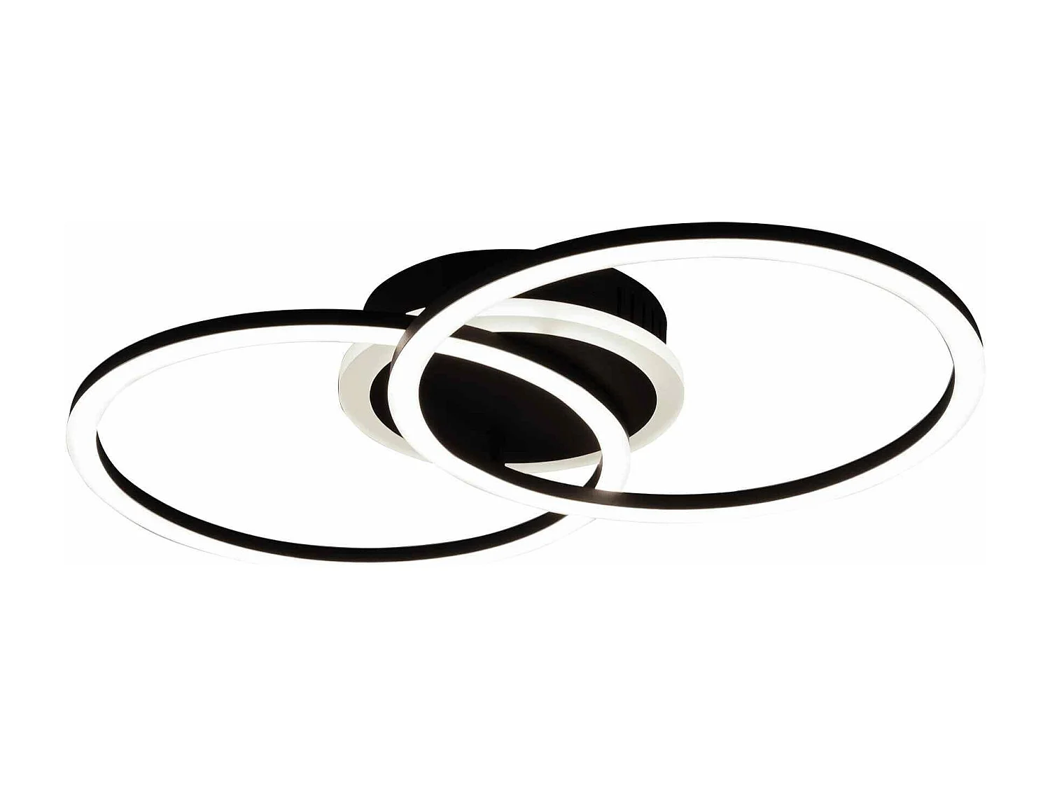 Plafoniera LED doppio cerchio, metallo, nero, L 50 cm, Venida