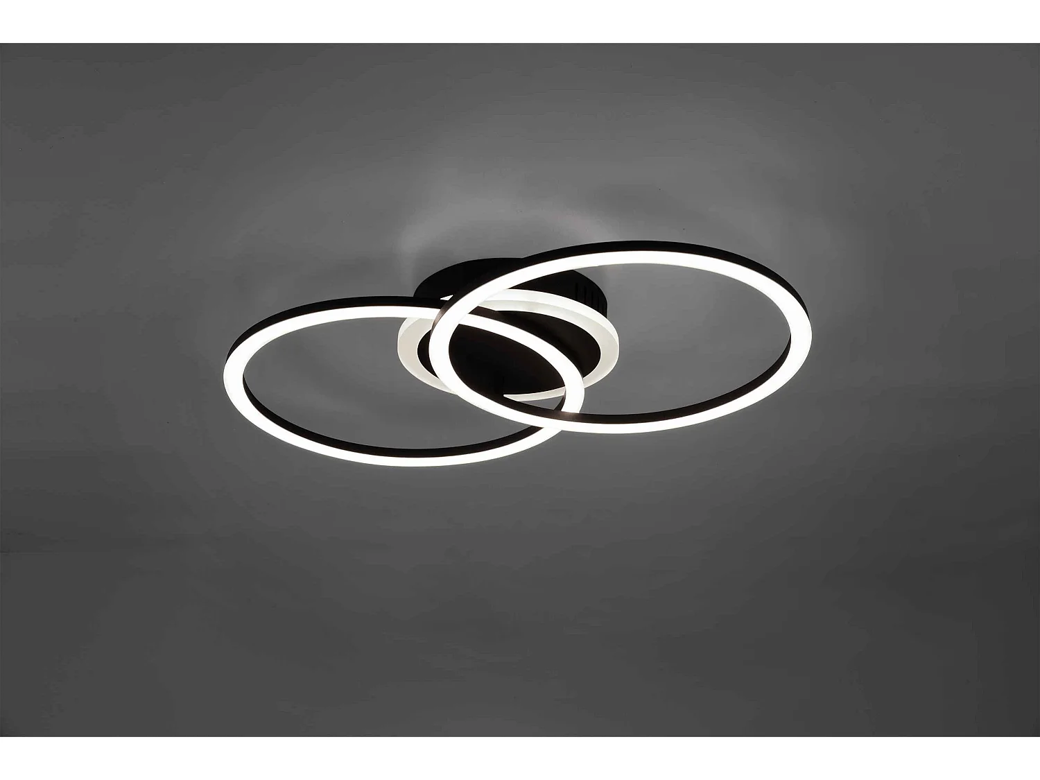 Plafoniera LED doppio cerchio, metallo, nero, L 50 cm, Venida