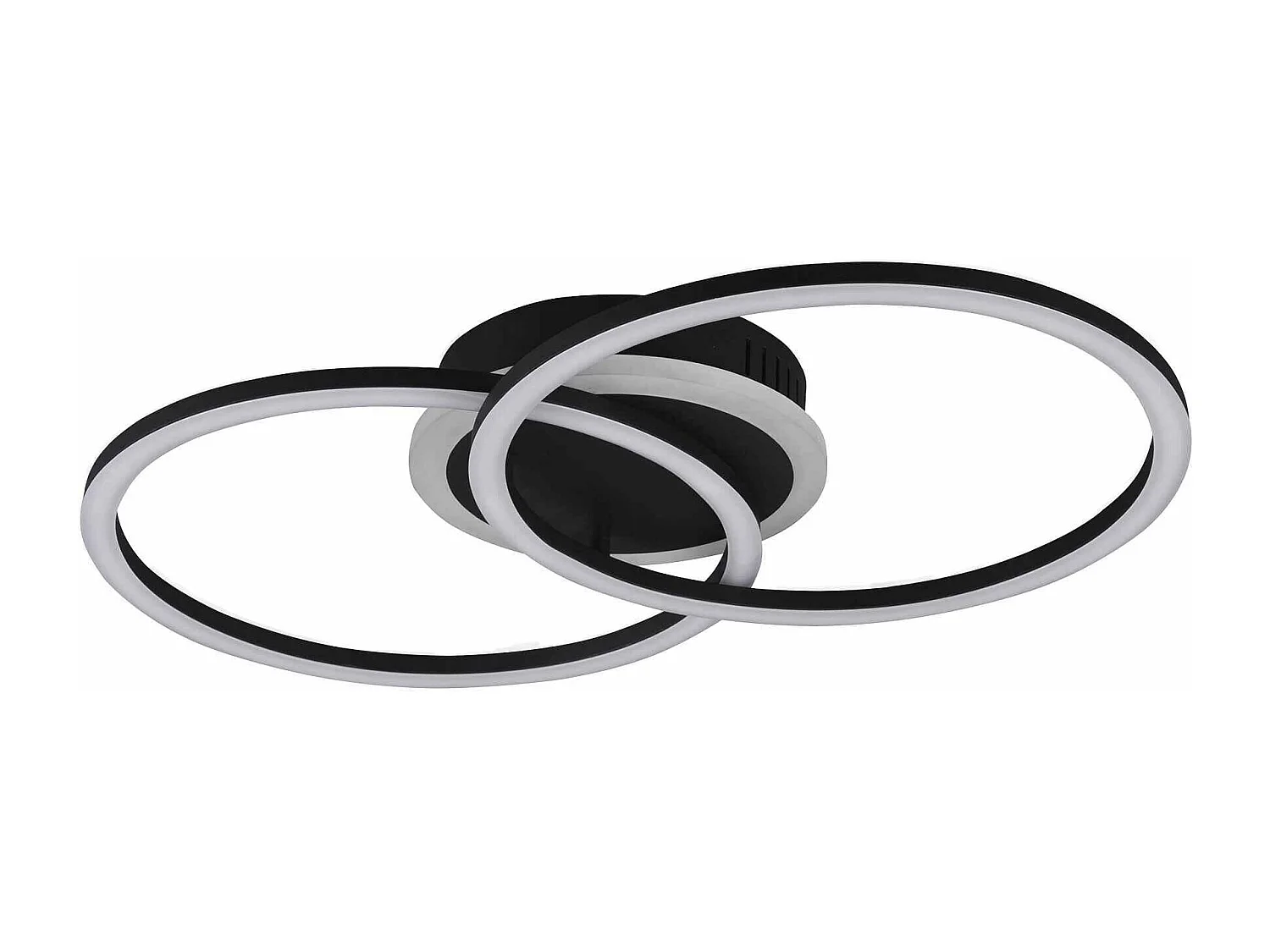 Plafoniera LED doppio cerchio, metallo, nero, L 50 cm, Venida