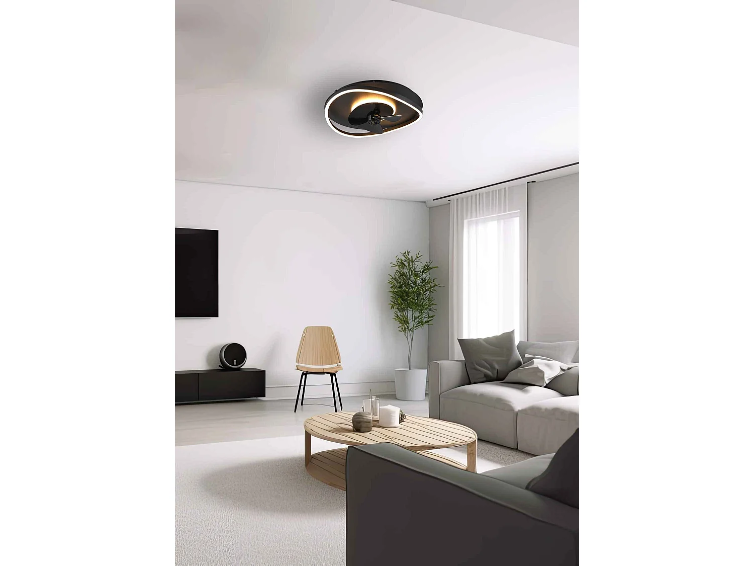 Plafoniera con Ventilatore estate/inverno, metallo, nero, D 50 cm Sortland