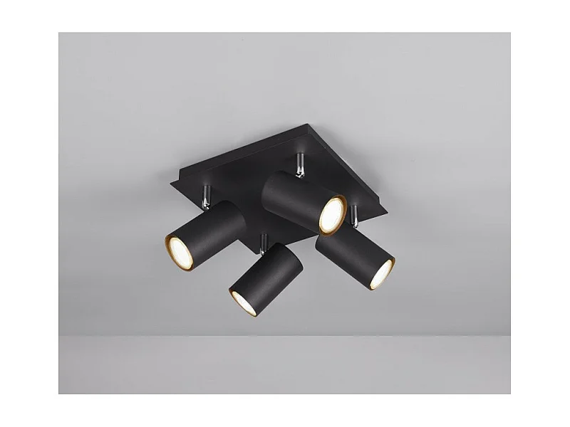 Plafonnier Led 4 lampes culot GU10 noir - Trio - Marley IV