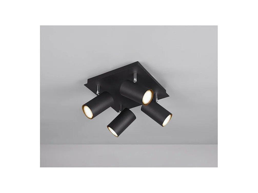 Plafonnier Led 4 lampes culot GU10 noir - Trio - Marley IV