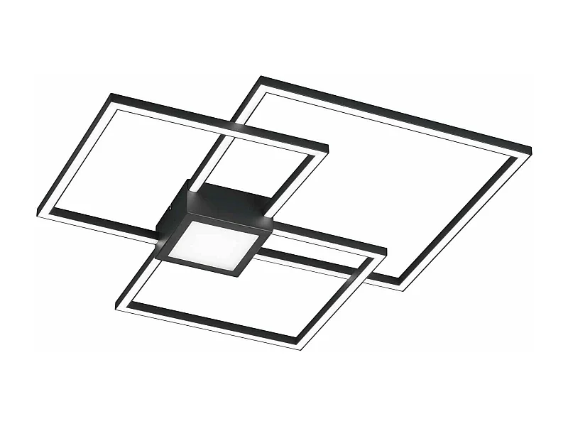 Plafoniera LED triplo quadrato, metallo, antracite, 65x65 cm, Hydra