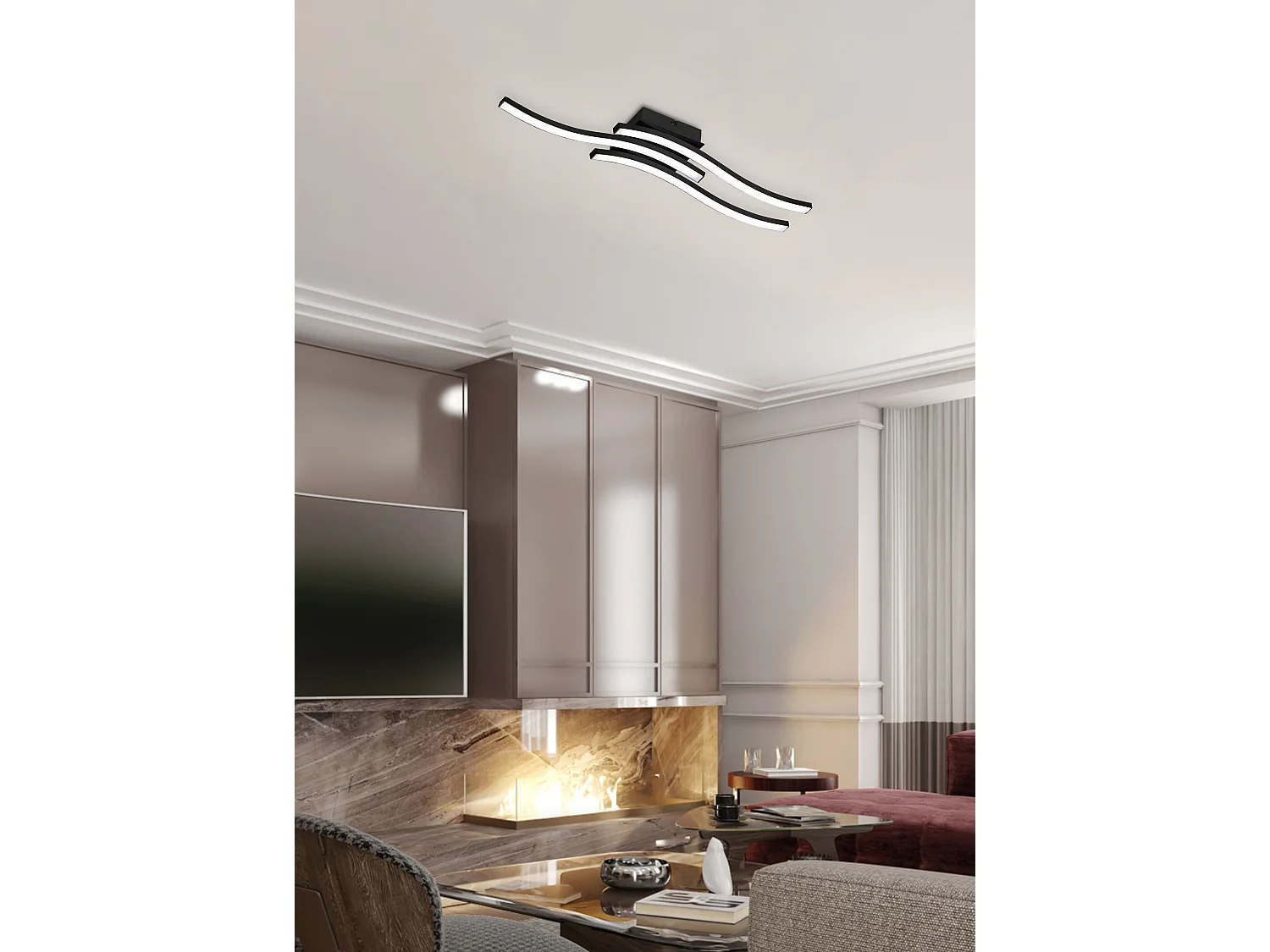 Plafondlamp ROUTE - 0x0x7 cm - Zwart