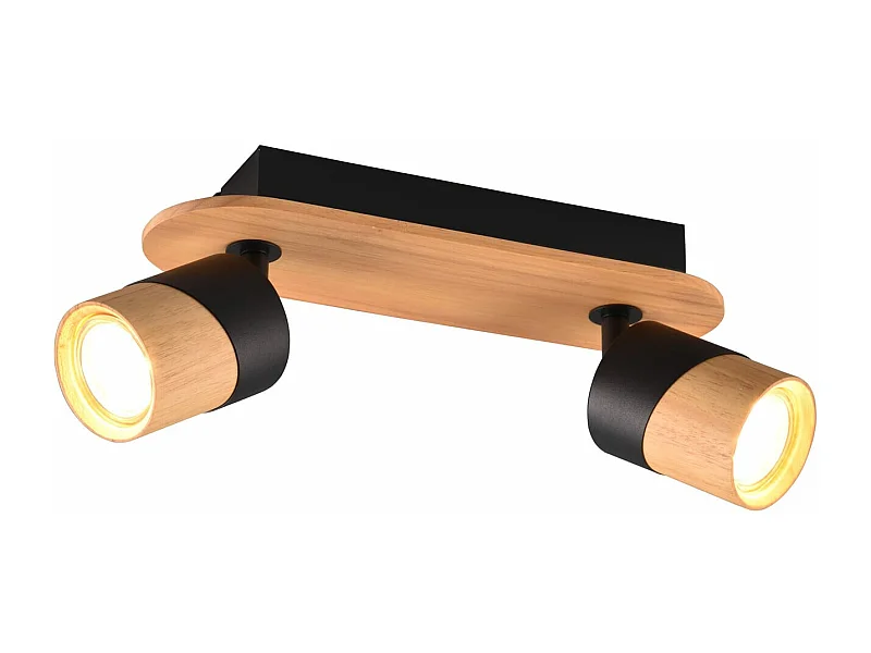 Applique Led GU10 support et douille bois métal noir -Trio - Aruni II