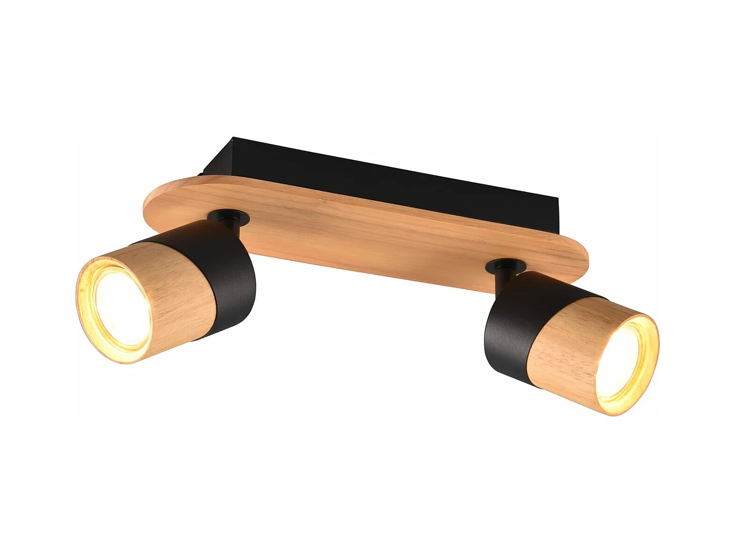 Applique Led GU10 support et douille bois métal noir -Trio - Aruni II