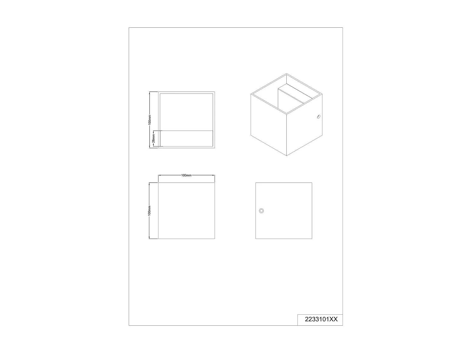 Applique cubo bi-direzionale, metallo, bianco, H 10 cm, Louis