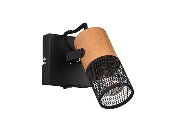 Applique Led culot E14 support métal noir douille bois - Trio - Tosh I