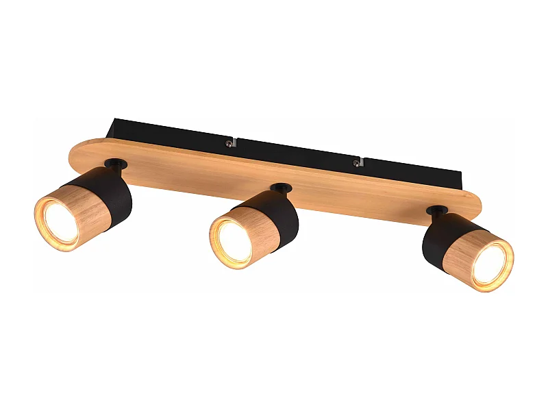 Applique Led GU10 support et douille bois métal noir -Trio - Aruni III