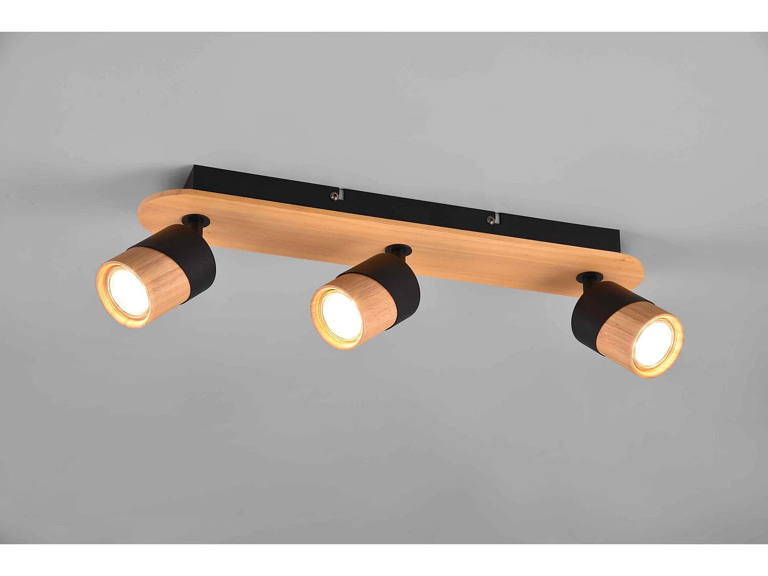 Applique Led GU10 support et douille bois métal noir -Trio - Aruni III