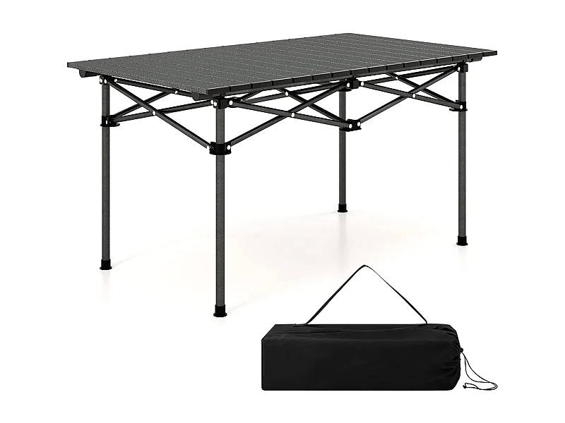 Table de CamBoisg Pliante Portable Aluminium 4-6 Personnes 95 x 55CM Charge 60KG Table Pique-Nique avec Sac de Transport Noir