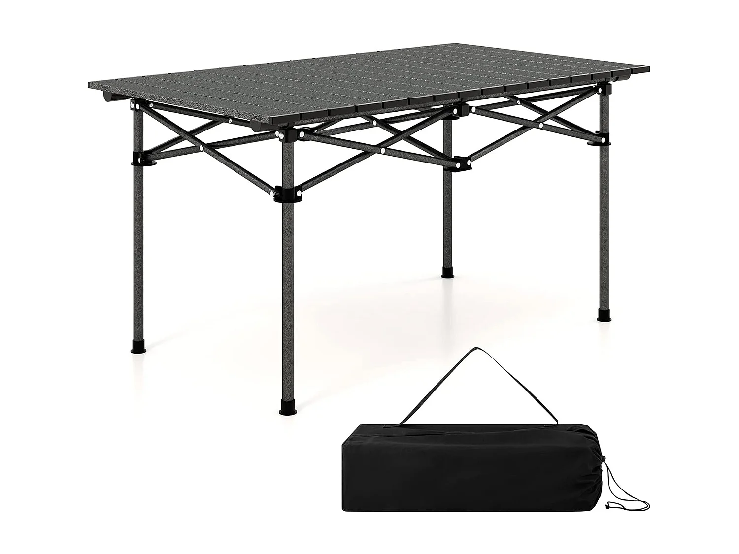 Table de CamBoisg Pliante Portable Aluminium 4-6 Personnes 95 x 55CM Charge 60KG Table Pique-Nique avec Sac de Transport Noir