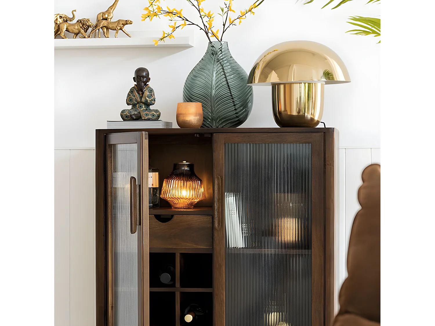 Lampe à Poser Design "Champignon" 50cm Or