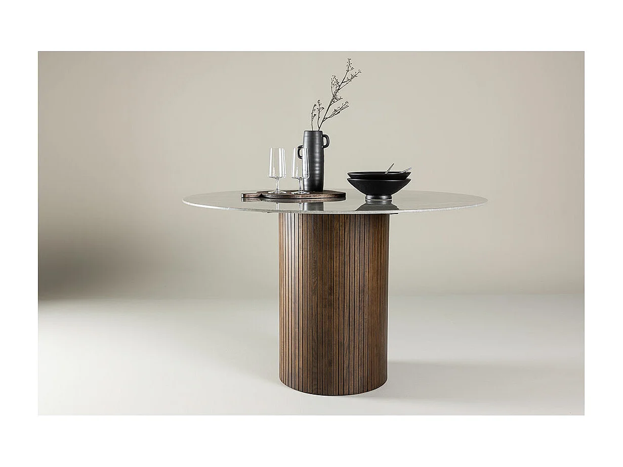 Table à Manger Ronde "Austin" 120cm Gris
