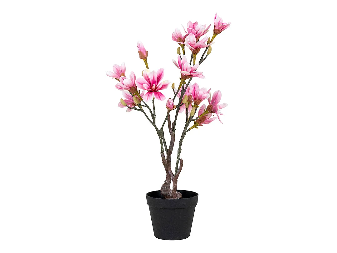 Magnoliatræ plante artificielle H74 cm verte, rose.
