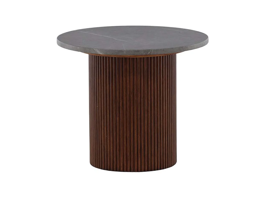 Table d'Appoint Design Nervuré "Haron" 52cm Noyer