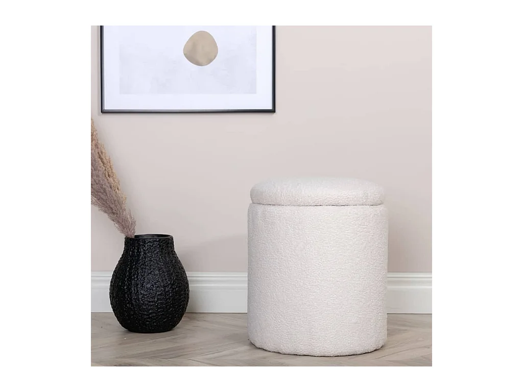 Pouf Limpen 32x32x40 cm Teddy Blanc
