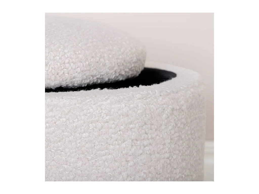 Puff Limpen Ø32cm con almacenaje blanco.