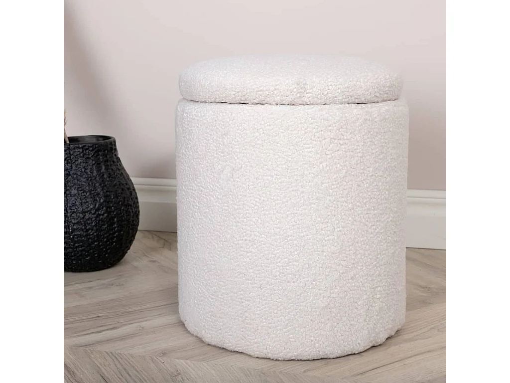 Limpen Pouf Ø32cm mit Aufbewahrung weiß.