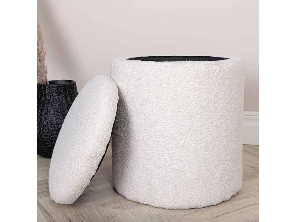 Limpen Pouf Ø32cm mit Aufbewahrung weiß.