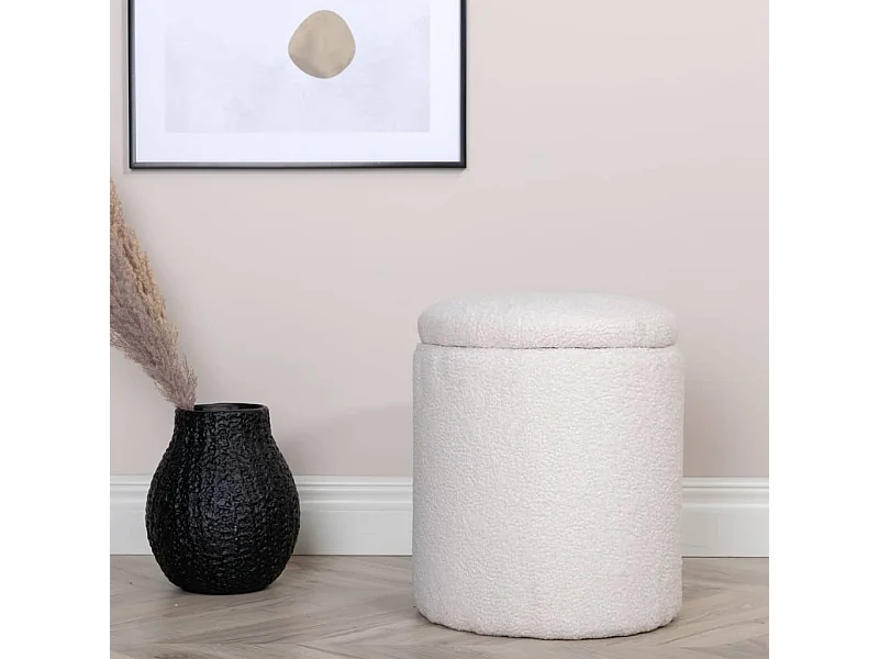 Pouf Limpen 32x32x40 cm Teddy Blanc