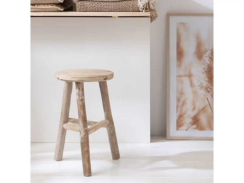 Tabouret en Bois "Wash" 53cm Naturel