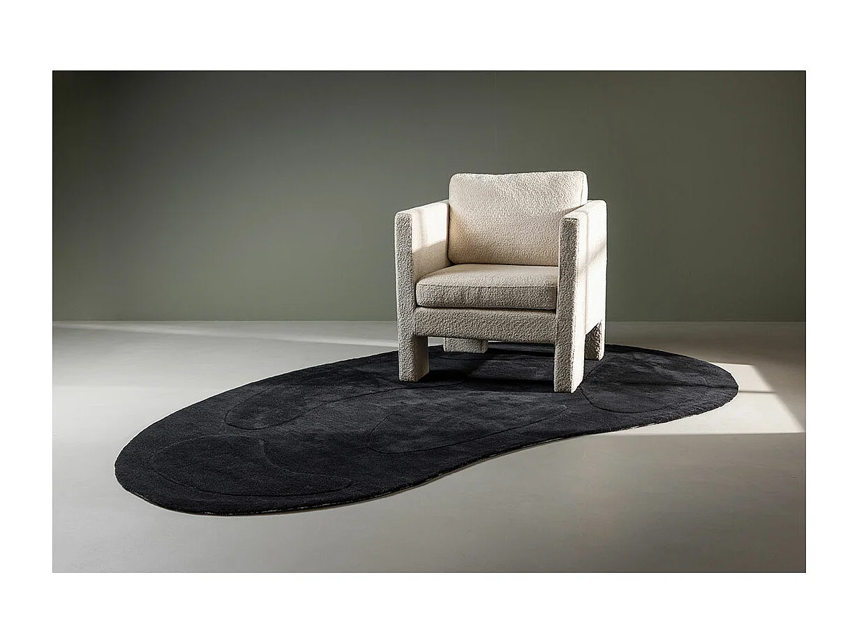 Tapis Déco Ovale en Laine "Enard" 175x290cm Noir