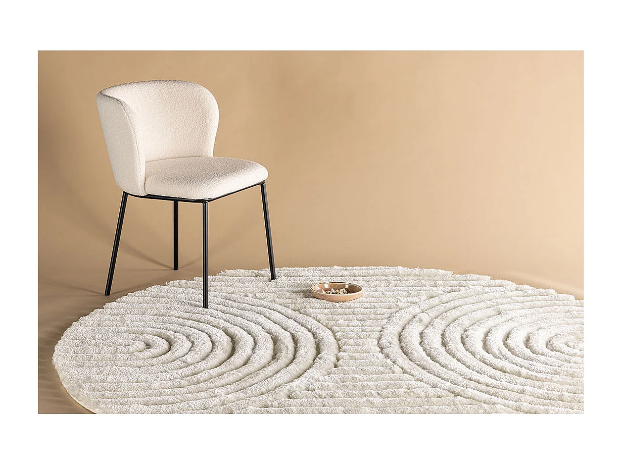 Tapis Déco Texturé Rond "Niklas" 200cm Blanc