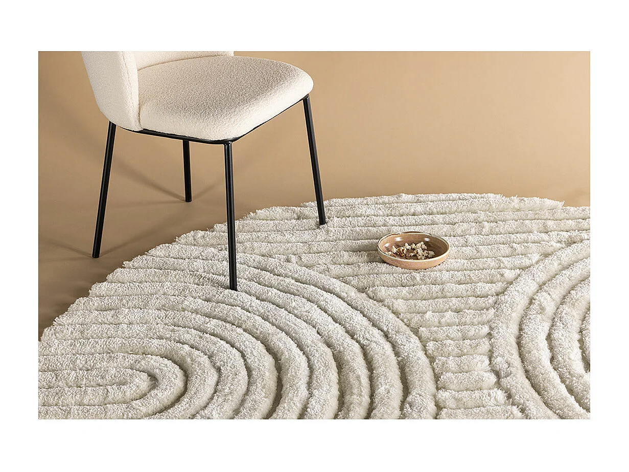 Tapis Déco Texturé Rond "Niklas" 200cm Blanc
