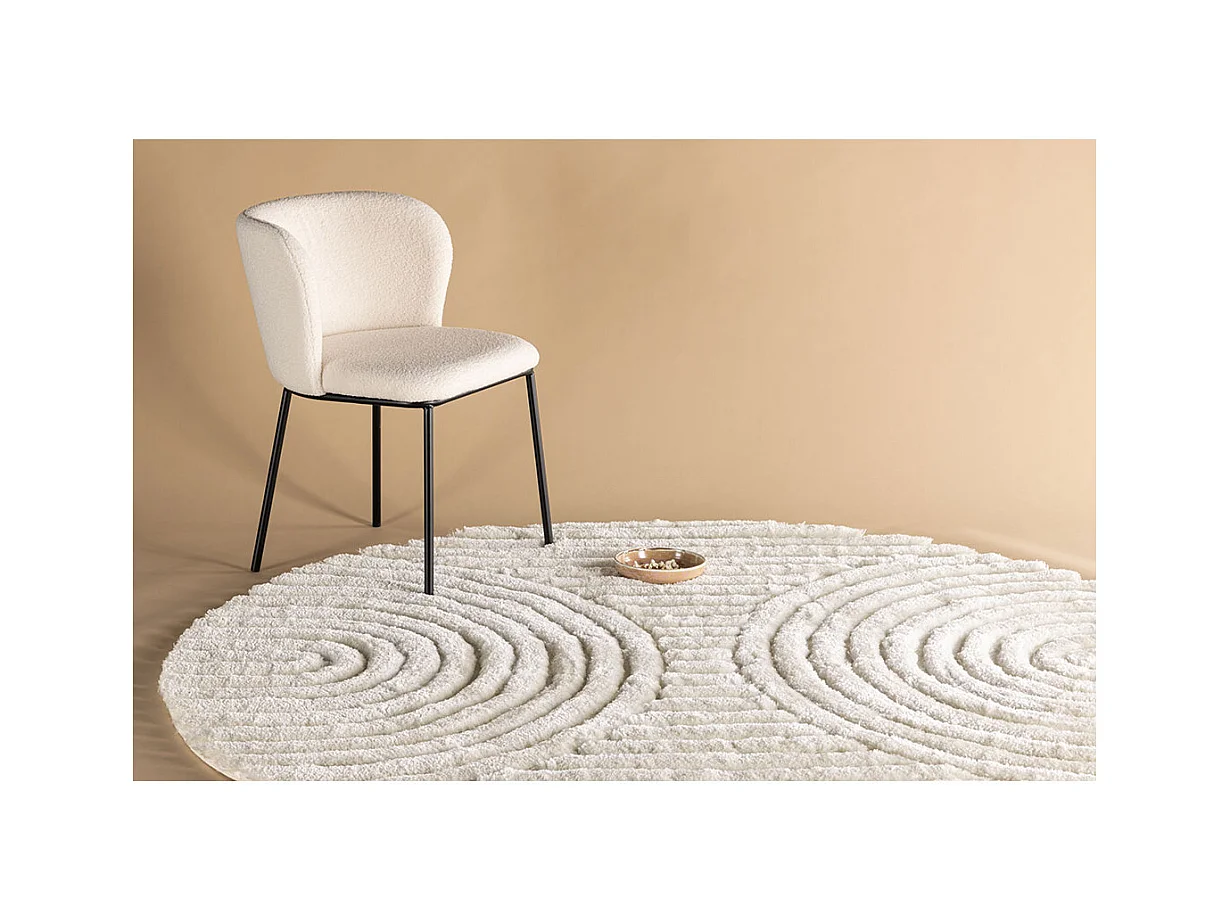 Tapis Déco Texturé Rond "Niklas" 200cm Blanc
