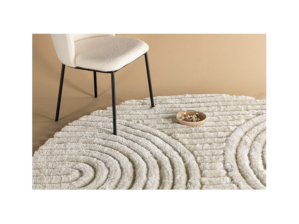 Tapis Déco Texturé Rond "Niklas" 200cm Blanc