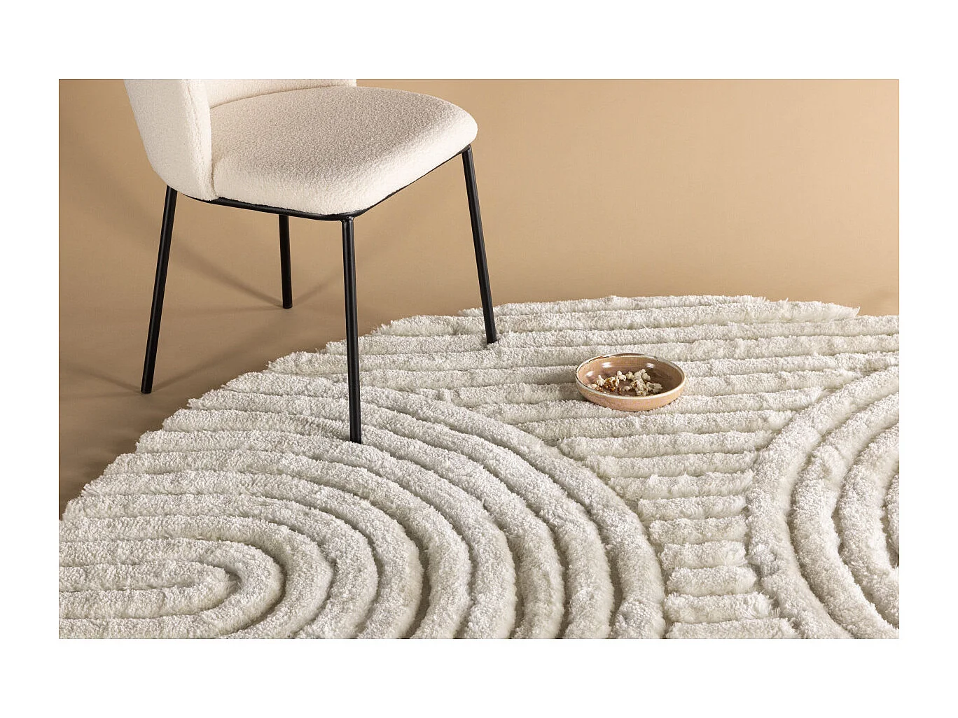 Tapis Déco Texturé Rond "Niklas" 200cm Blanc