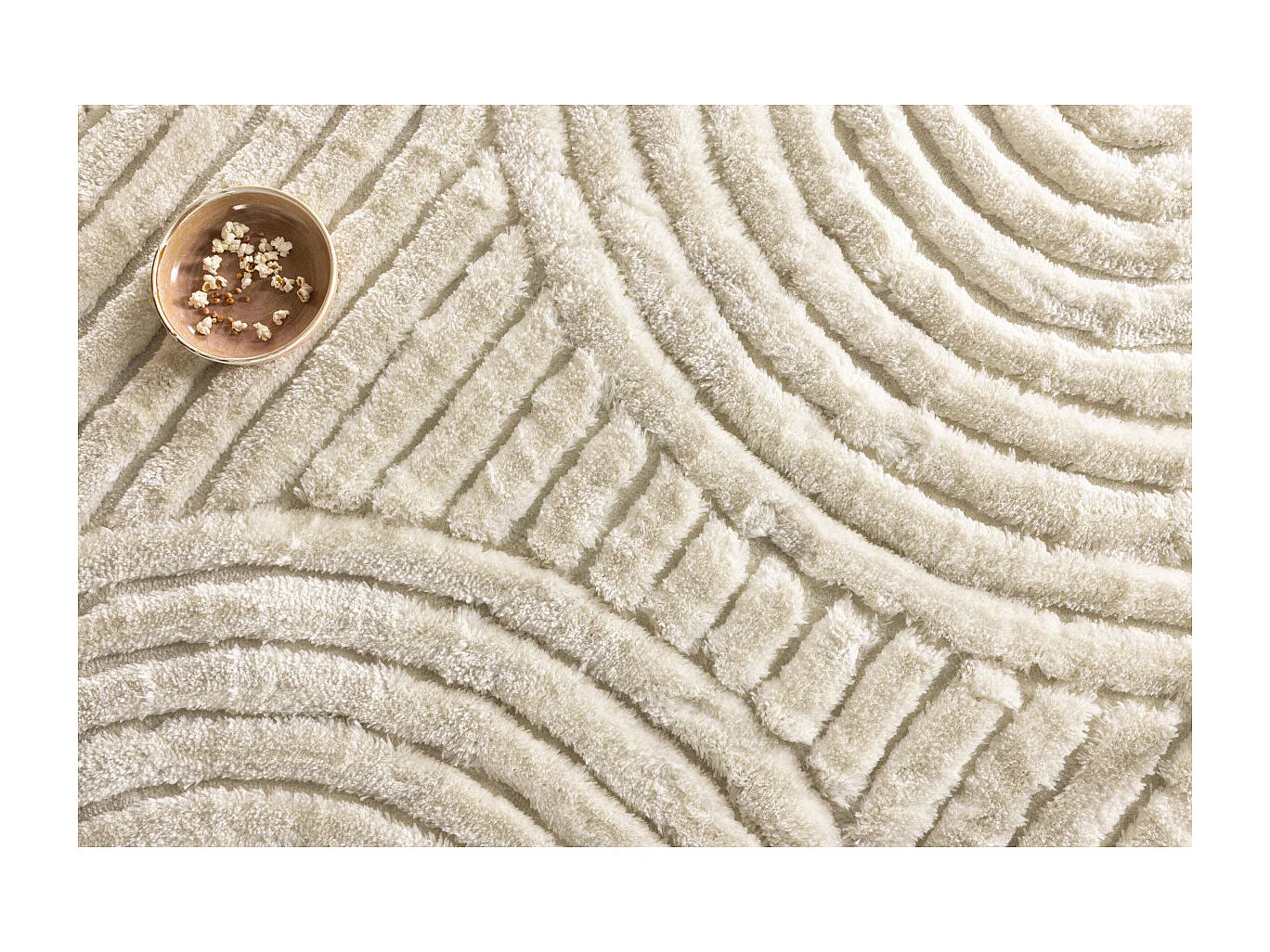 Tapis Déco Texturé Rond "Niklas" 200cm Blanc