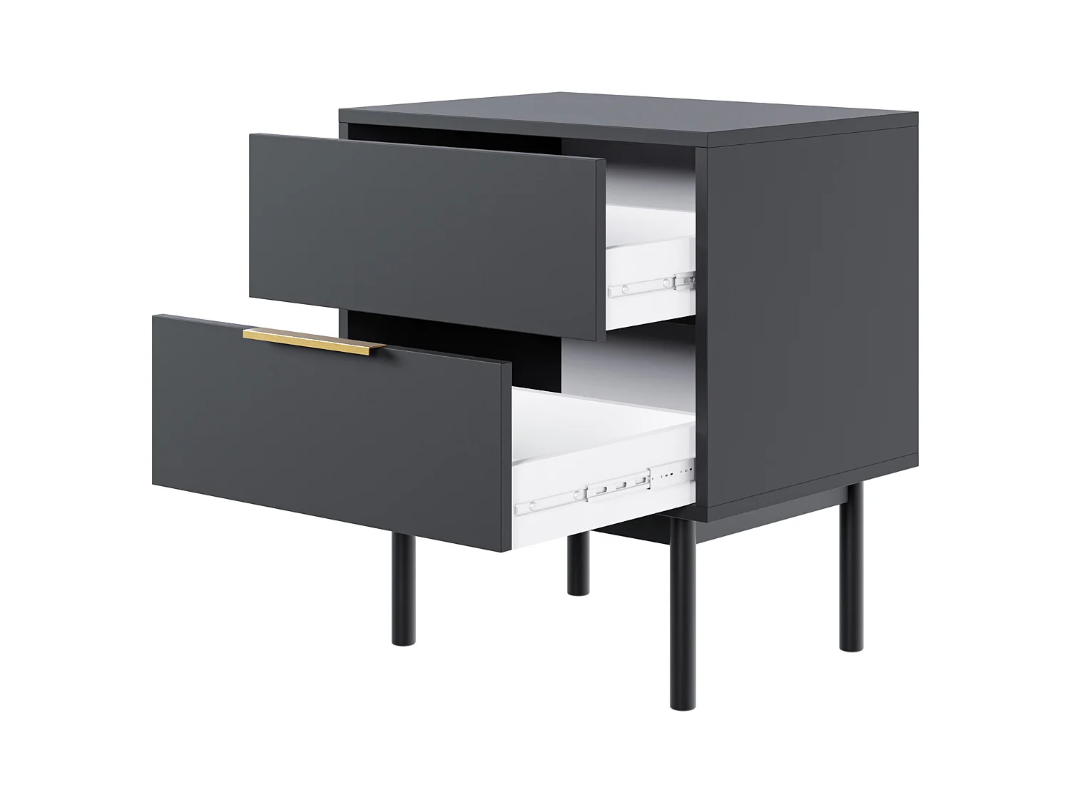 Table de chevet avec 2 tiroirs - 54 cm - noir - VIVIARO