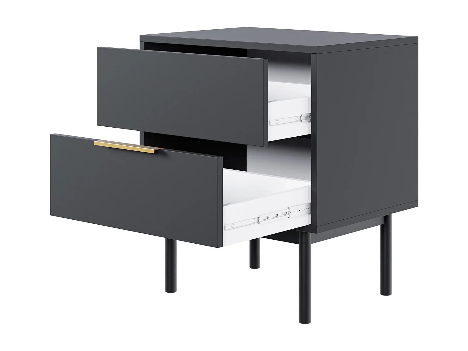 Table de chevet avec 2 tiroirs - 54 cm - noir - VIVIARO