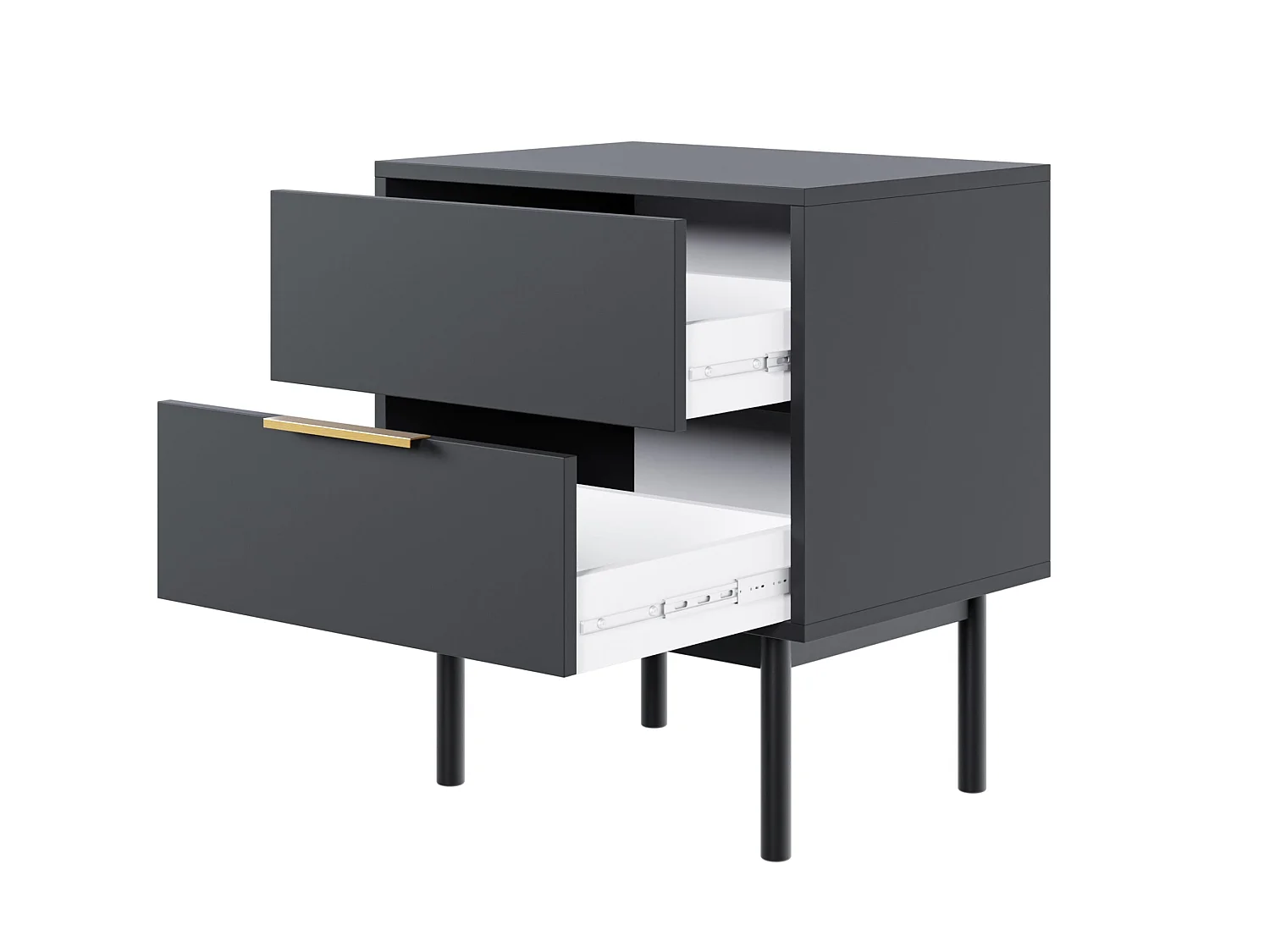 Table de chevet avec 2 tiroirs - 54 cm - noir - VIVIARO