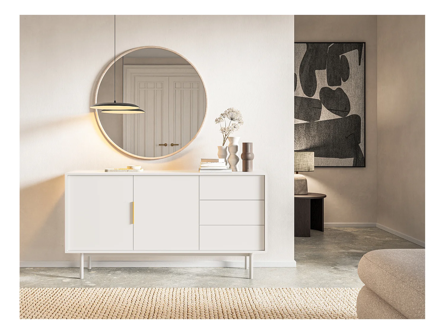 Ladekast - 154 cm met drie lades - wit - VIVIARO