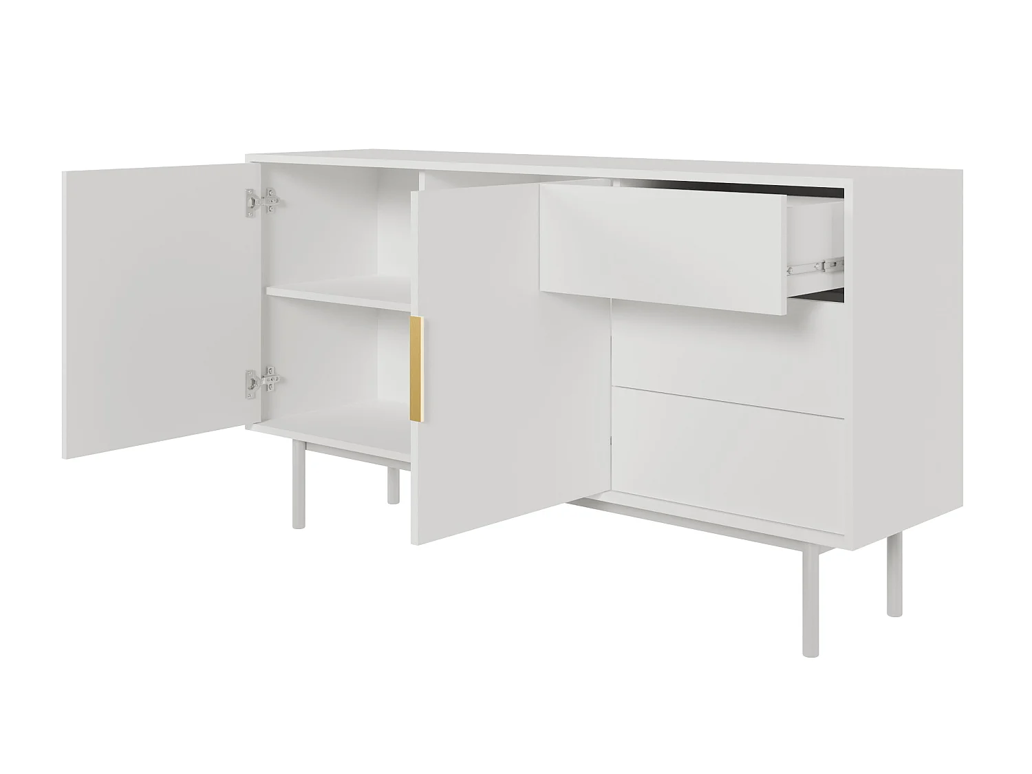 Ladekast - 154 cm met drie lades - wit - VIVIARO