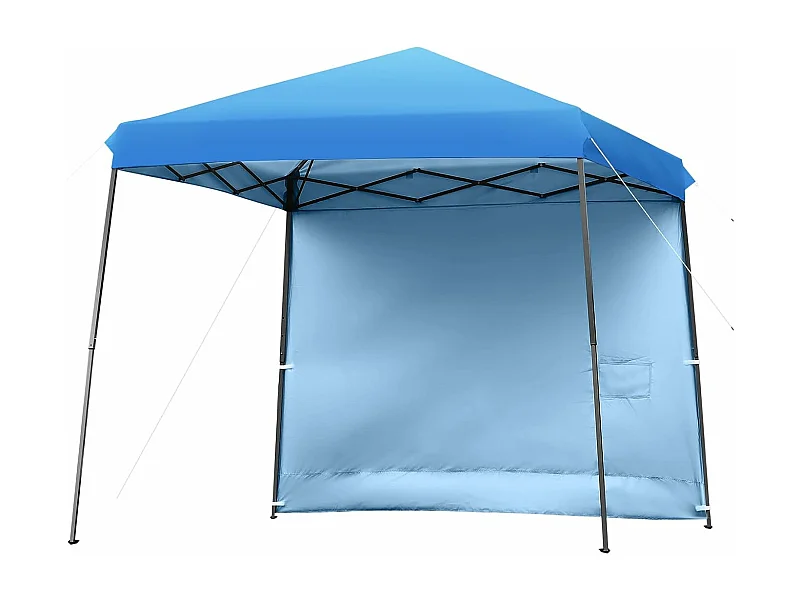 Tonnelle de Jardin 3x3m Pliable-Hauteur Réglable avec Parois Latérales Amovibles et Sac à Dos à roulettes- Auvent pour CamBoisg, Festival, Plage, Bleu